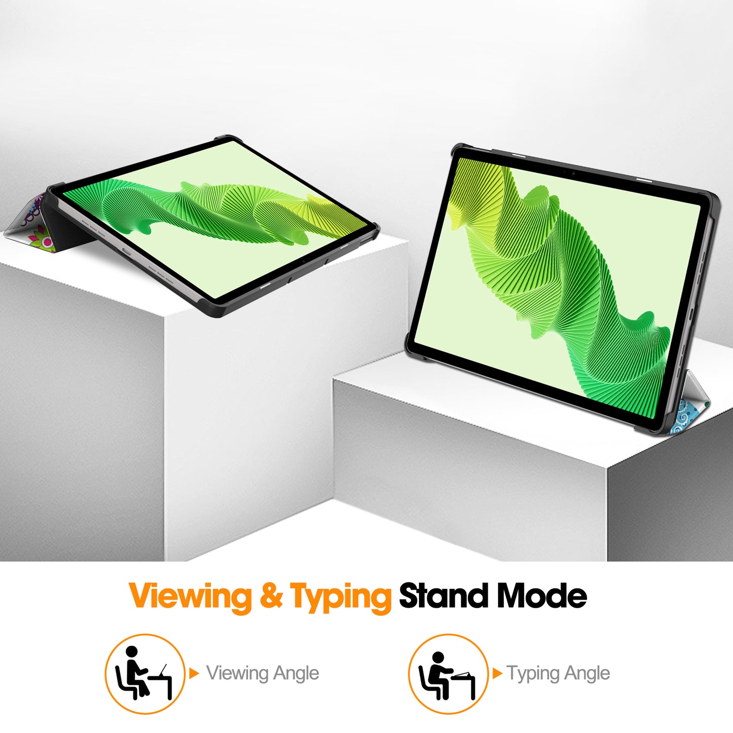For Realme Pad 2 PU Leather Trifold Stand Cover Pattern Printing Protective Tablet Case