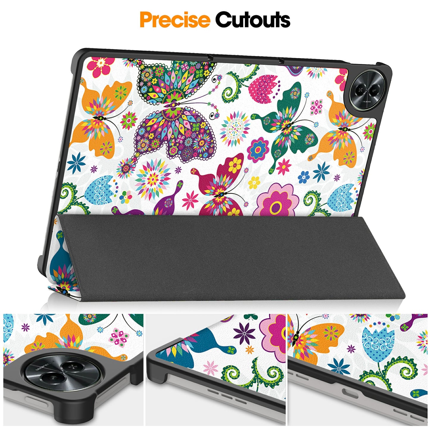 For Realme Pad 2 PU Leather Trifold Stand Cover Pattern Printing Protective Tablet Case