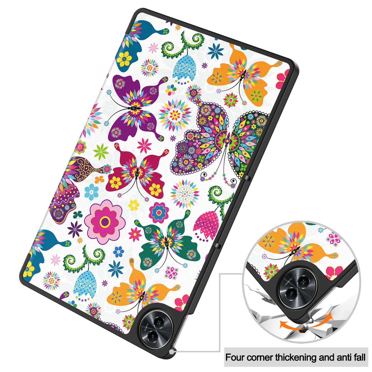 For Realme Pad 2 PU Leather Trifold Stand Cover Pattern Printing Protective Tablet Case