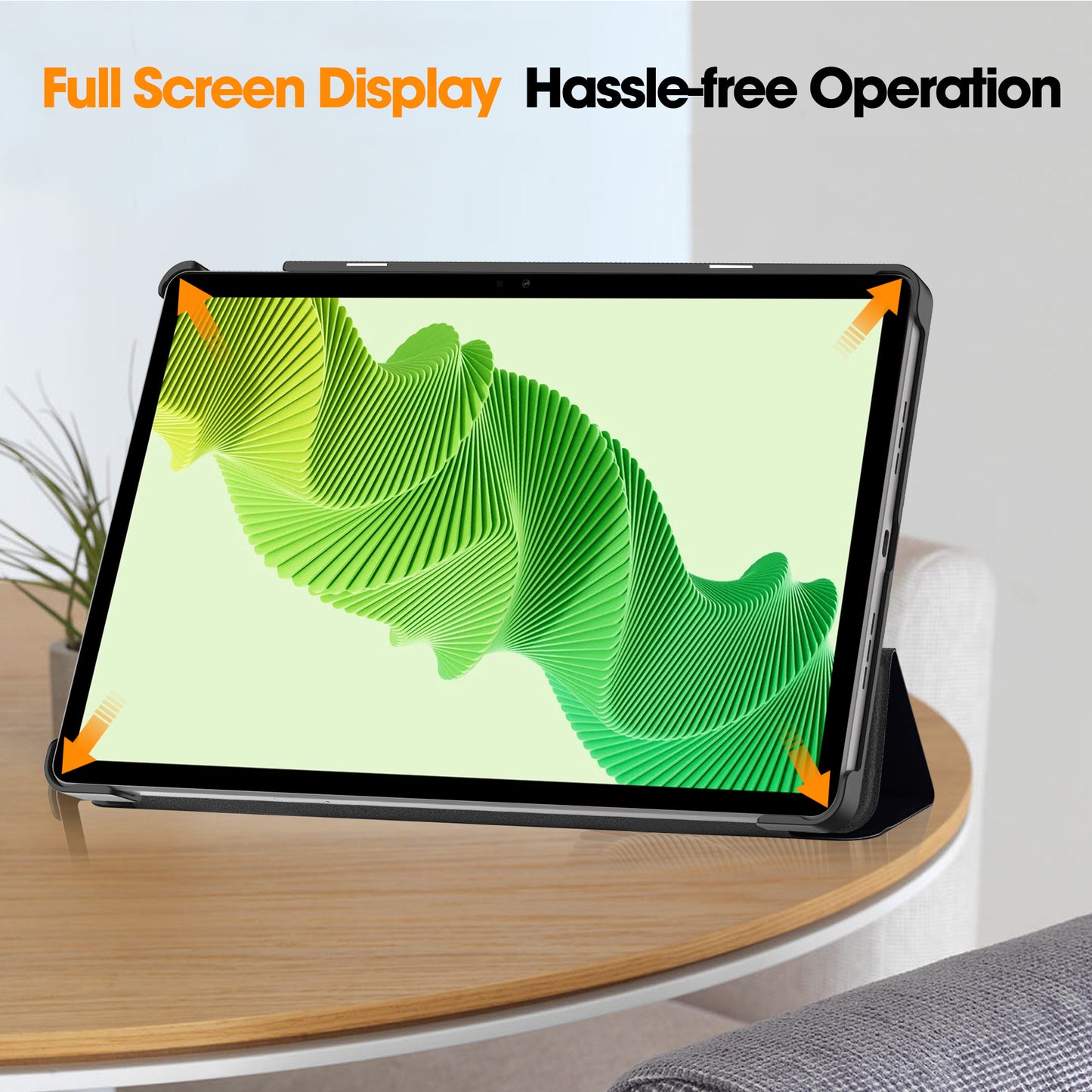 For Realme Pad 2 PU Leather Trifold Stand Cover Pattern Printing Protective Tablet Case