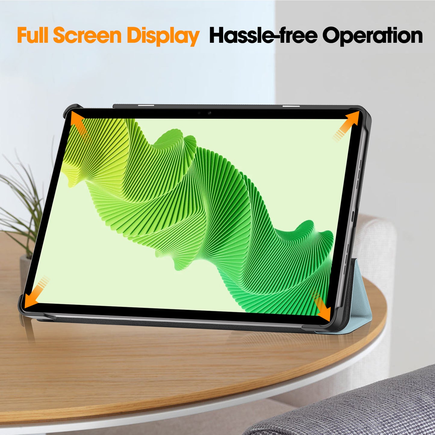 For Realme Pad 2 PU Leather Trifold Stand Cover Pattern Printing Protective Tablet Case