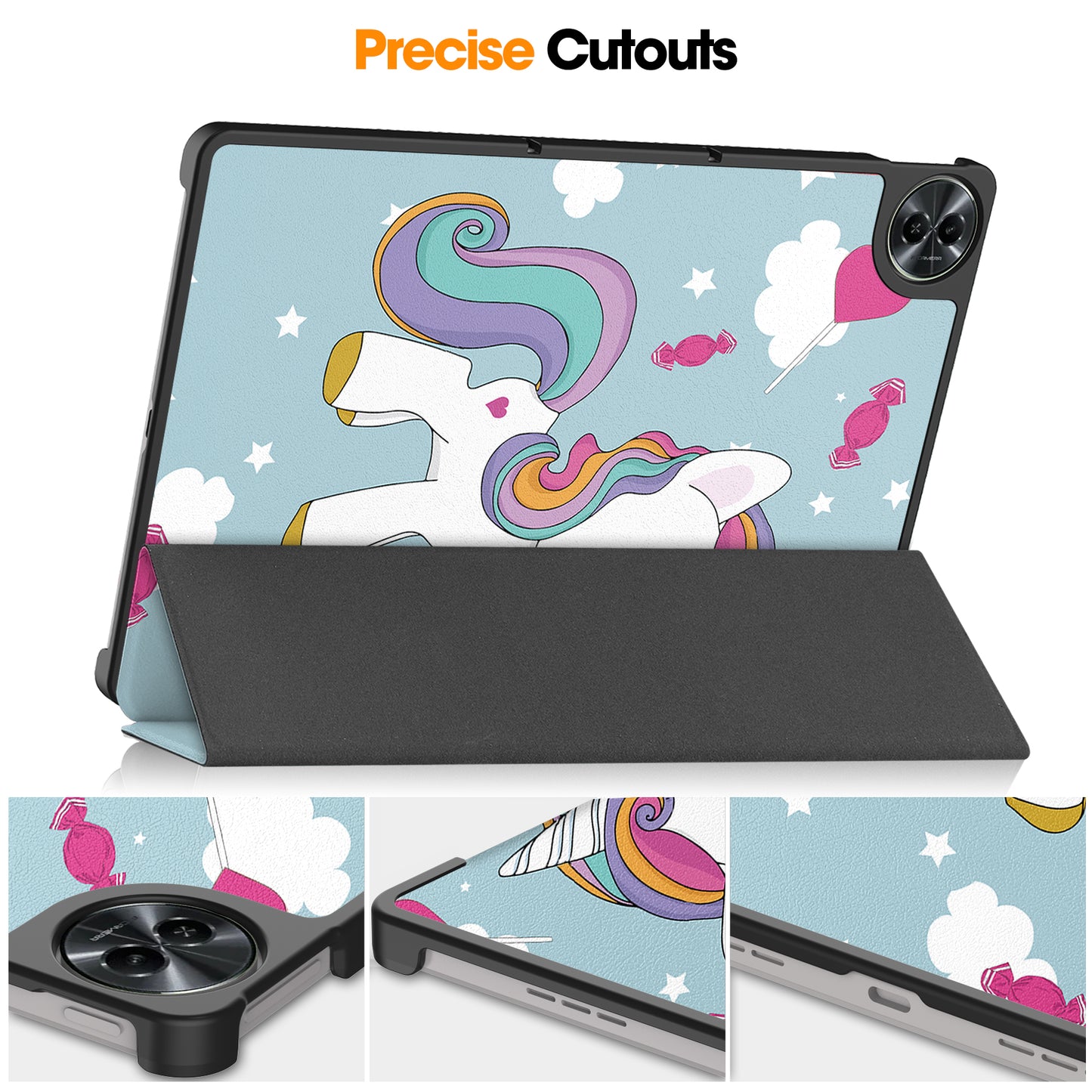 For Realme Pad 2 PU Leather Trifold Stand Cover Pattern Printing Protective Tablet Case