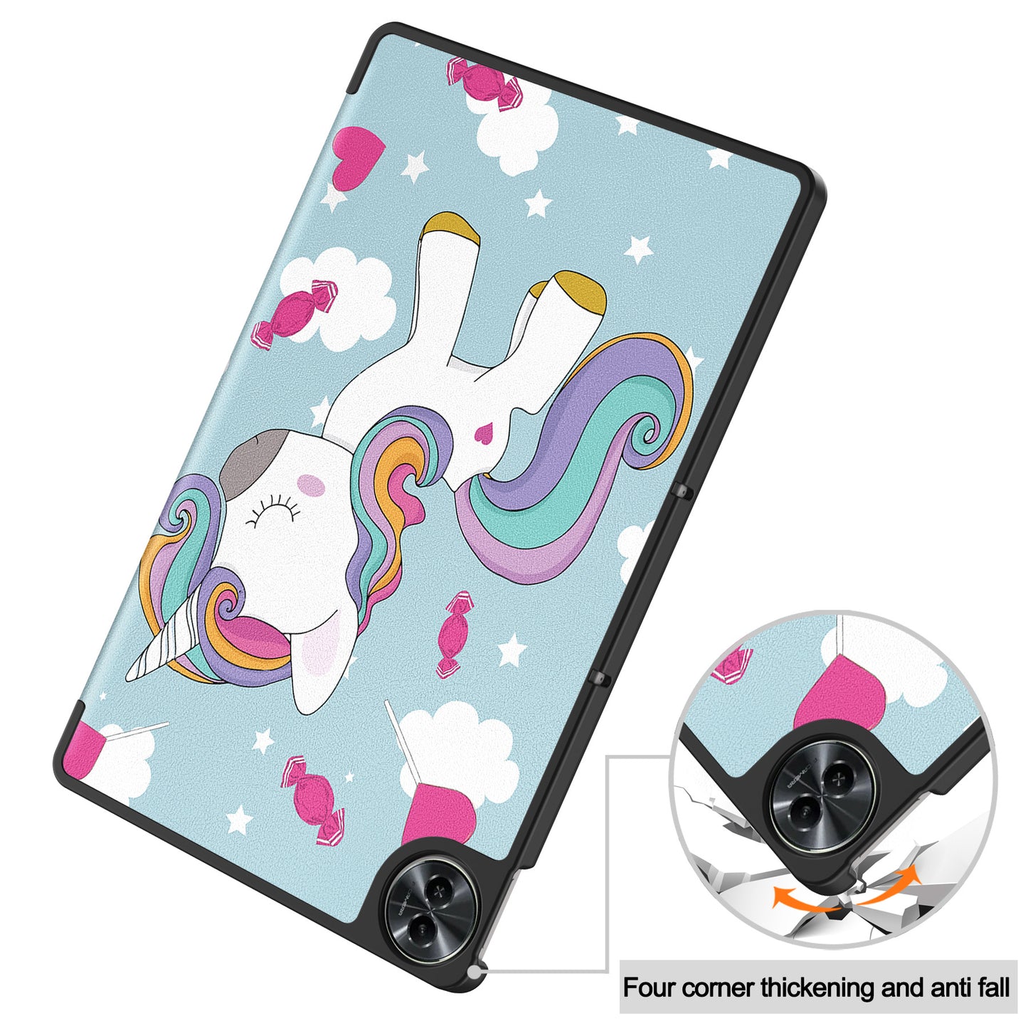 For Realme Pad 2 PU Leather Trifold Stand Cover Pattern Printing Protective Tablet Case