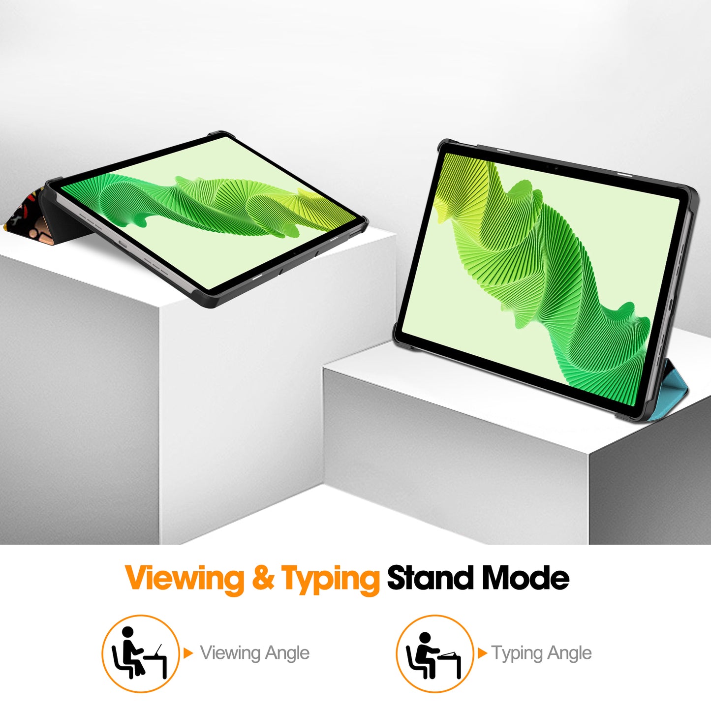 For Realme Pad 2 PU Leather Trifold Stand Cover Pattern Printing Protective Tablet Case