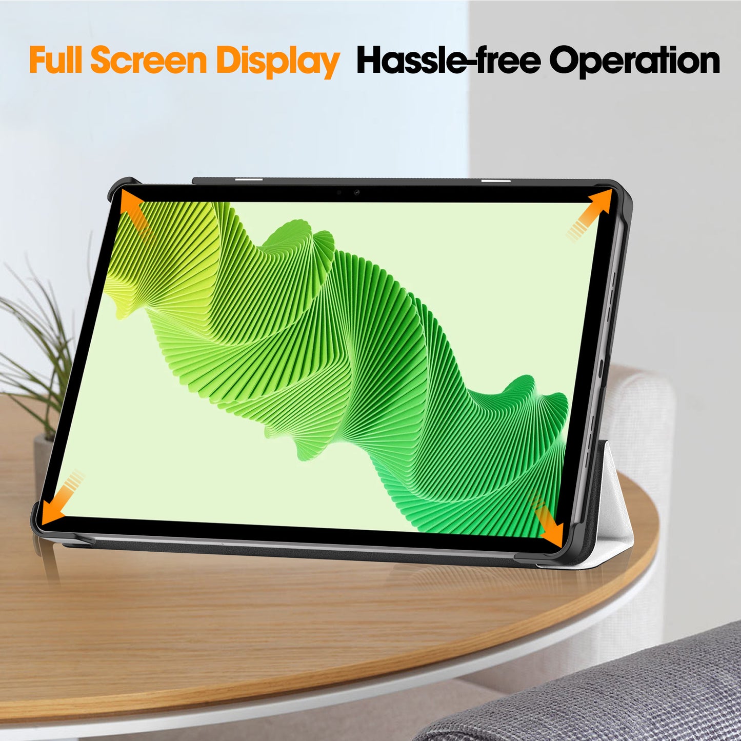 For Realme Pad 2 PU Leather Trifold Stand Cover Pattern Printing Protective Tablet Case
