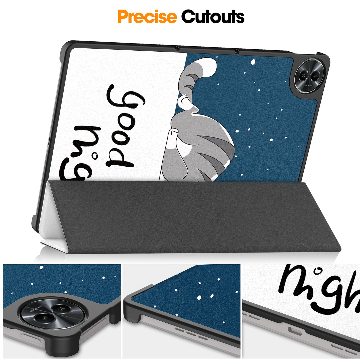 For Realme Pad 2 PU Leather Trifold Stand Cover Pattern Printing Protective Tablet Case