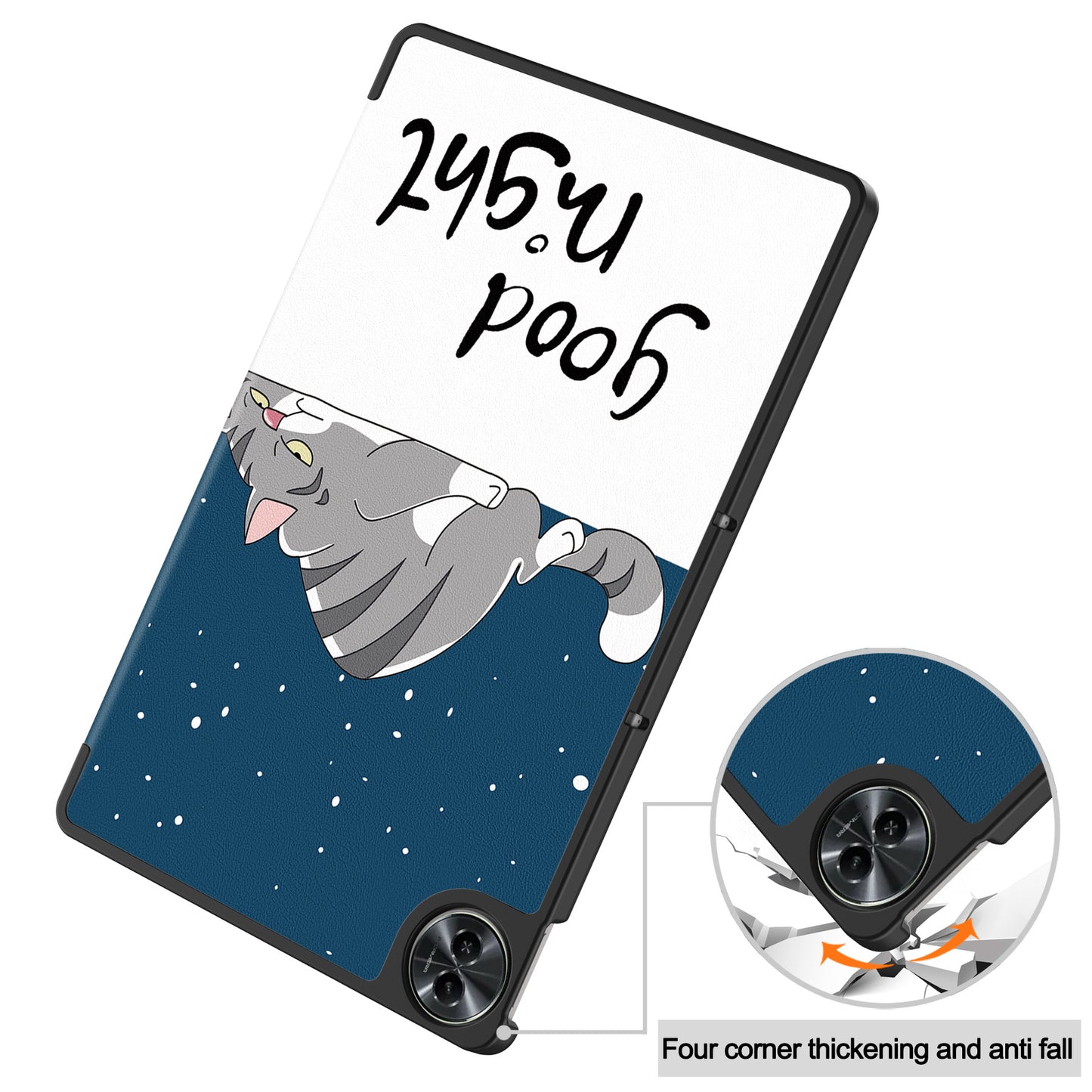 For Realme Pad 2 PU Leather Trifold Stand Cover Pattern Printing Protective Tablet Case