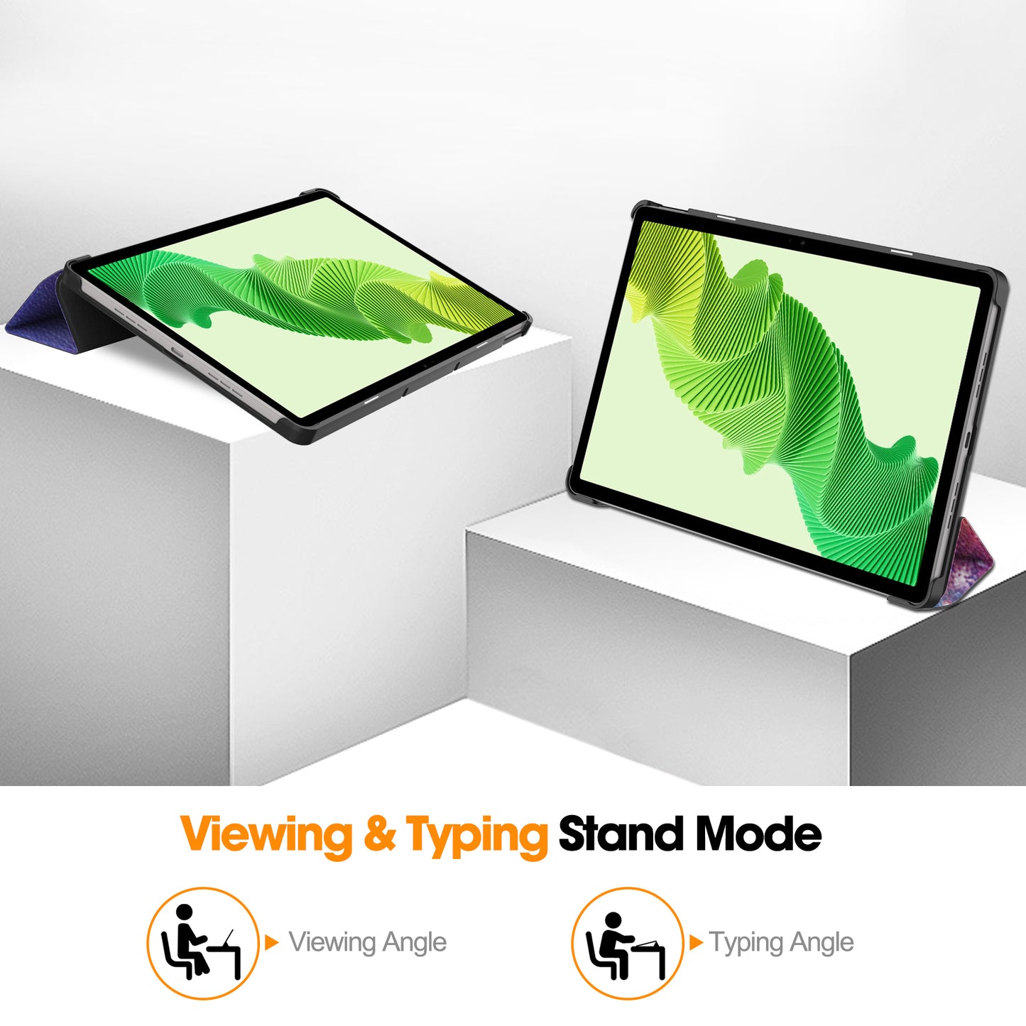 For Realme Pad 2 PU Leather Trifold Stand Cover Pattern Printing Protective Tablet Case