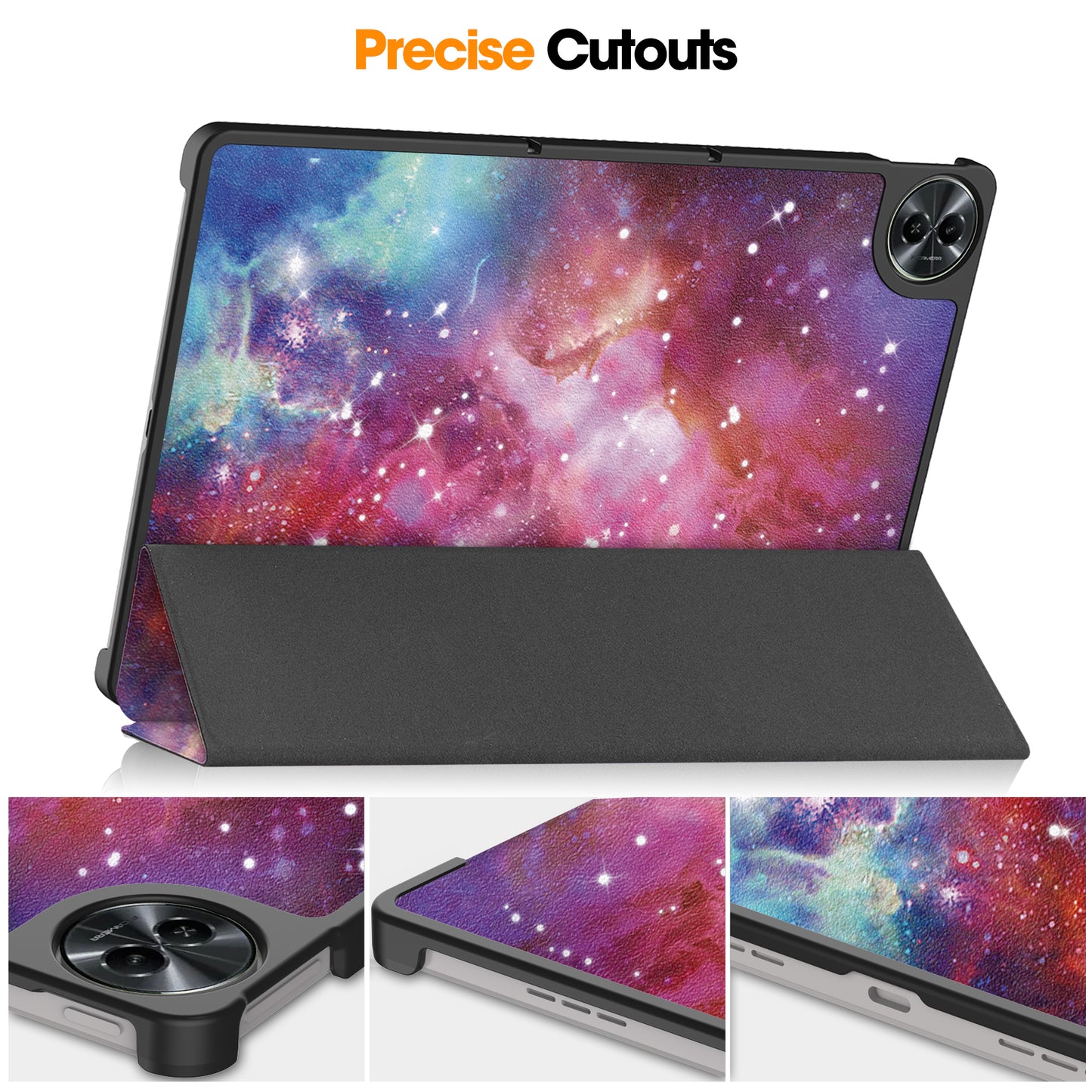 For Realme Pad 2 PU Leather Trifold Stand Cover Pattern Printing Protective Tablet Case