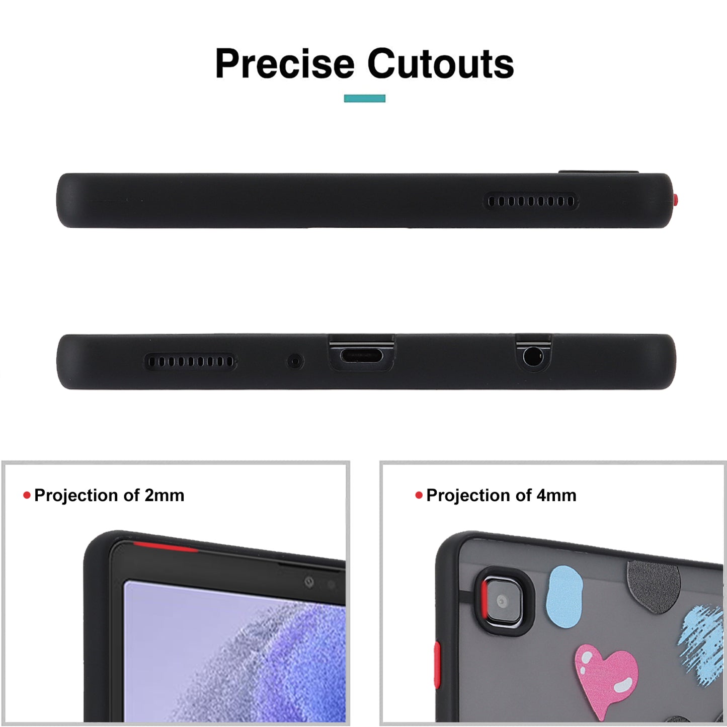For Samsung Galaxy Tab A7 Lite 8.7-inch T225 T220 Tablet Case Skin-touch Pattern Printing PC+TPU Cover