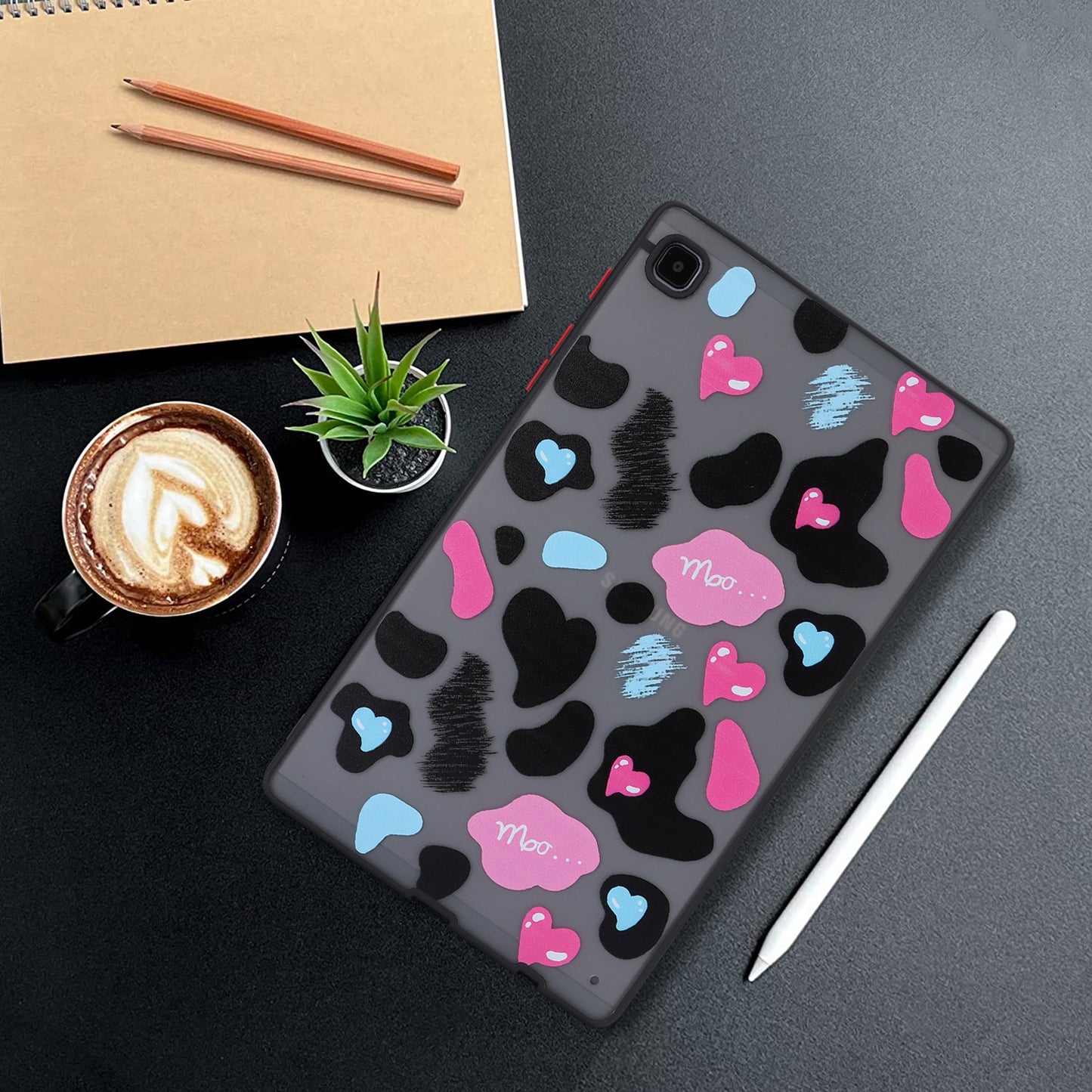 For Samsung Galaxy Tab A7 Lite 8.7-inch T225 T220 Tablet Case Skin-touch Pattern Printing PC+TPU Cover