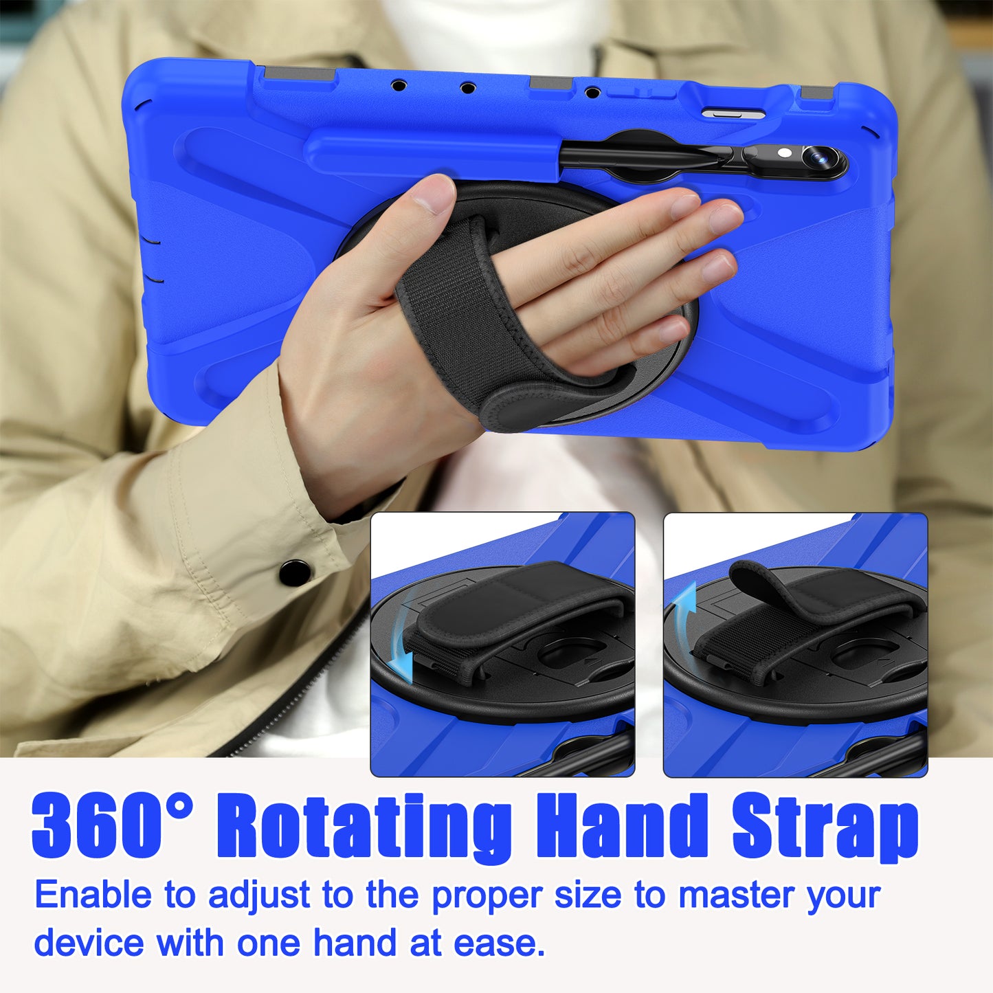 For Samsung Galaxy Tab S9 FE / S9 X710 / S8 X700 / S7 T870 Wrist Strap Tablet Case PC+Silicone Kickstand Protective Cover