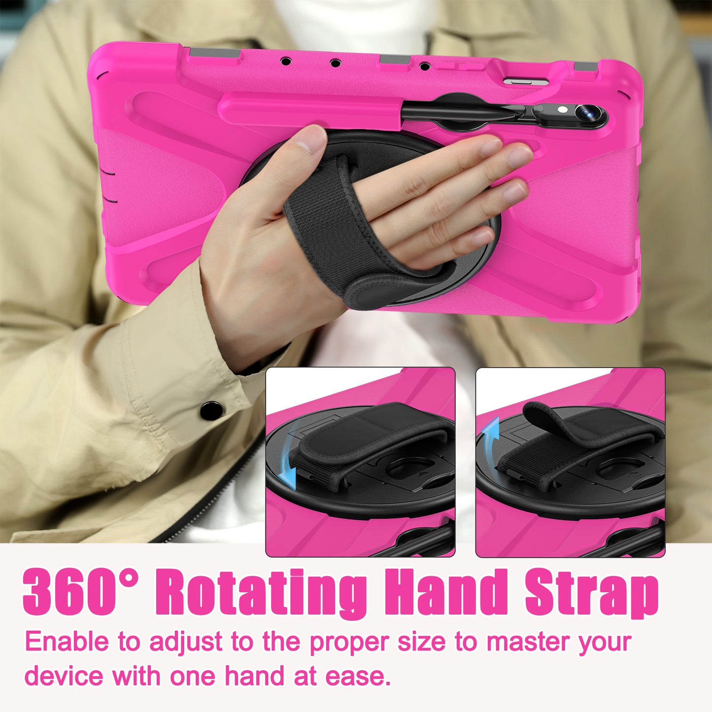 For Samsung Galaxy Tab S9 FE / S9 X710 / S8 X700 / S7 T870 Wrist Strap Tablet Case PC+Silicone Kickstand Protective Cover