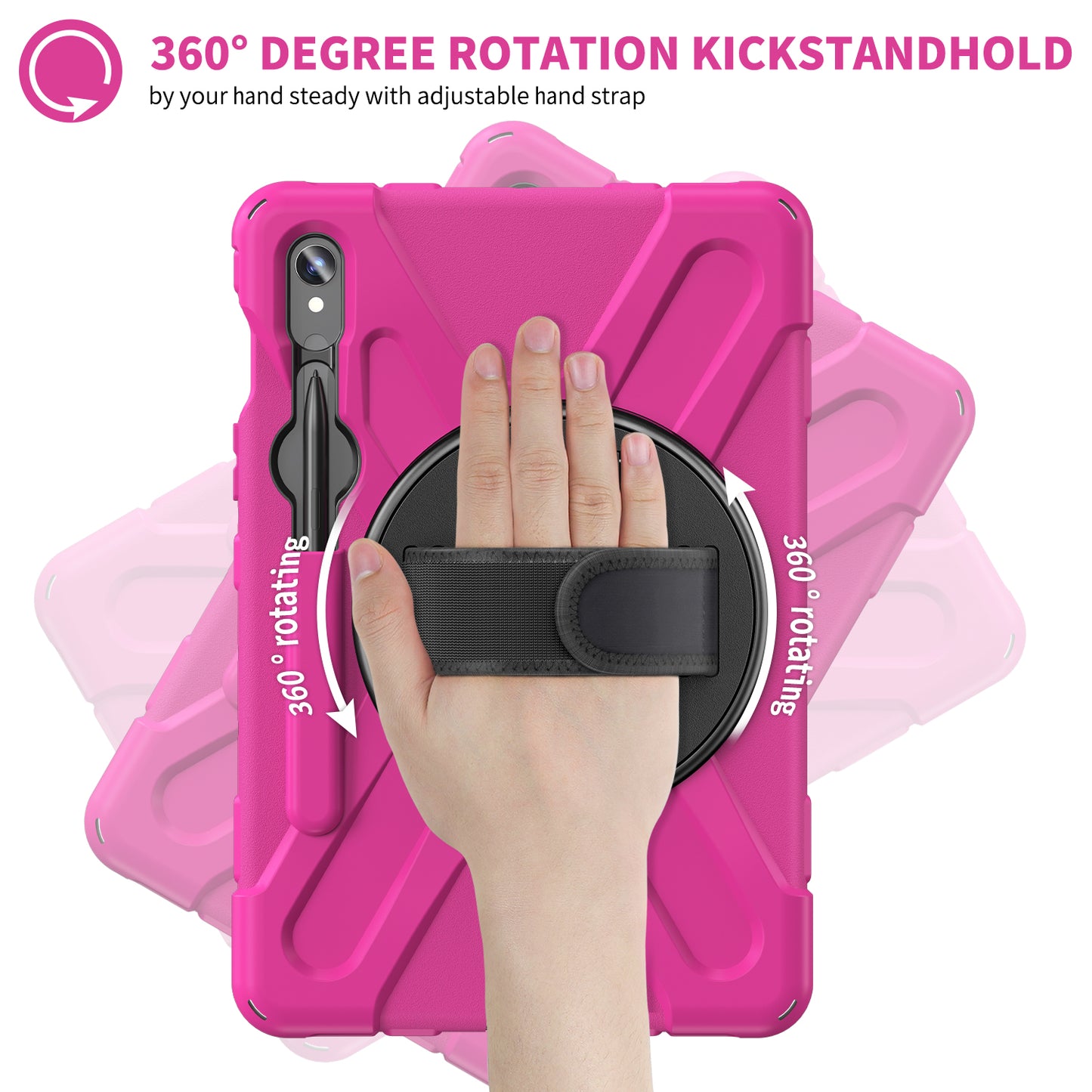 For Samsung Galaxy Tab S9 FE / S9 X710 / S8 X700 / S7 T870 Wrist Strap Tablet Case PC+Silicone Kickstand Protective Cover