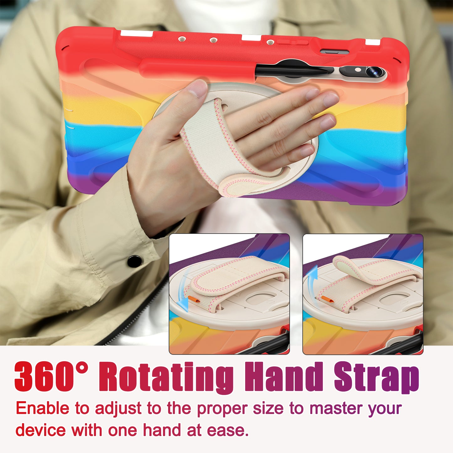 For Samsung Galaxy Tab S9 FE / S9 X710 / S8 X700 / S7 T870 Wrist Strap Tablet Case PC+Silicone Kickstand Protective Cover