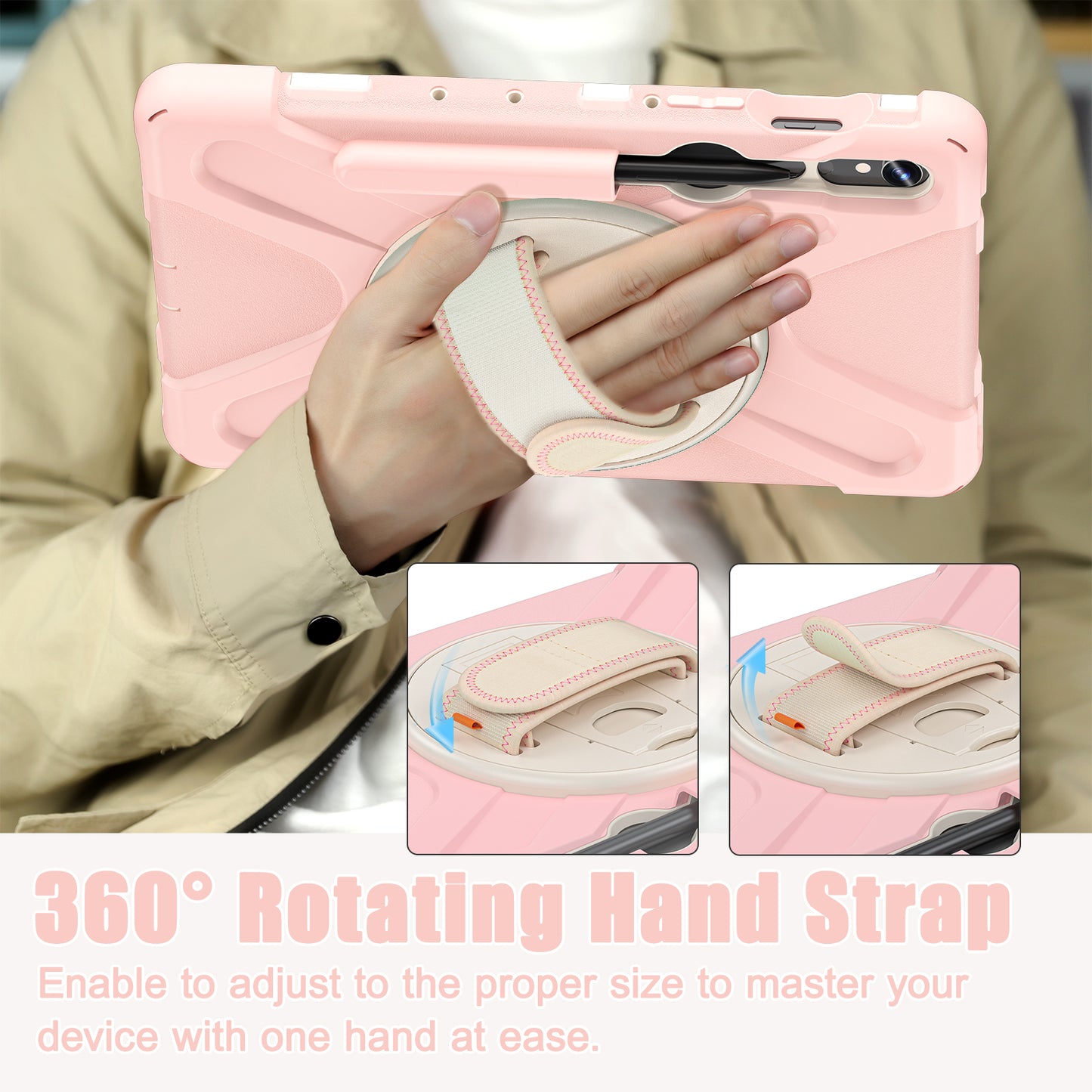 For Samsung Galaxy Tab S9 FE / S9 X710 / S8 X700 / S7 T870 Wrist Strap Tablet Case PC+Silicone Kickstand Protective Cover