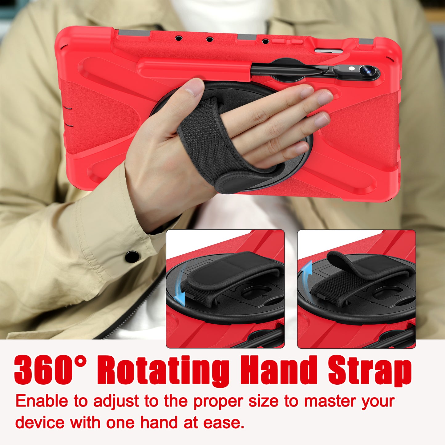 For Samsung Galaxy Tab S9 FE / S9 X710 / S8 X700 / S7 T870 Wrist Strap Tablet Case PC+Silicone Kickstand Protective Cover