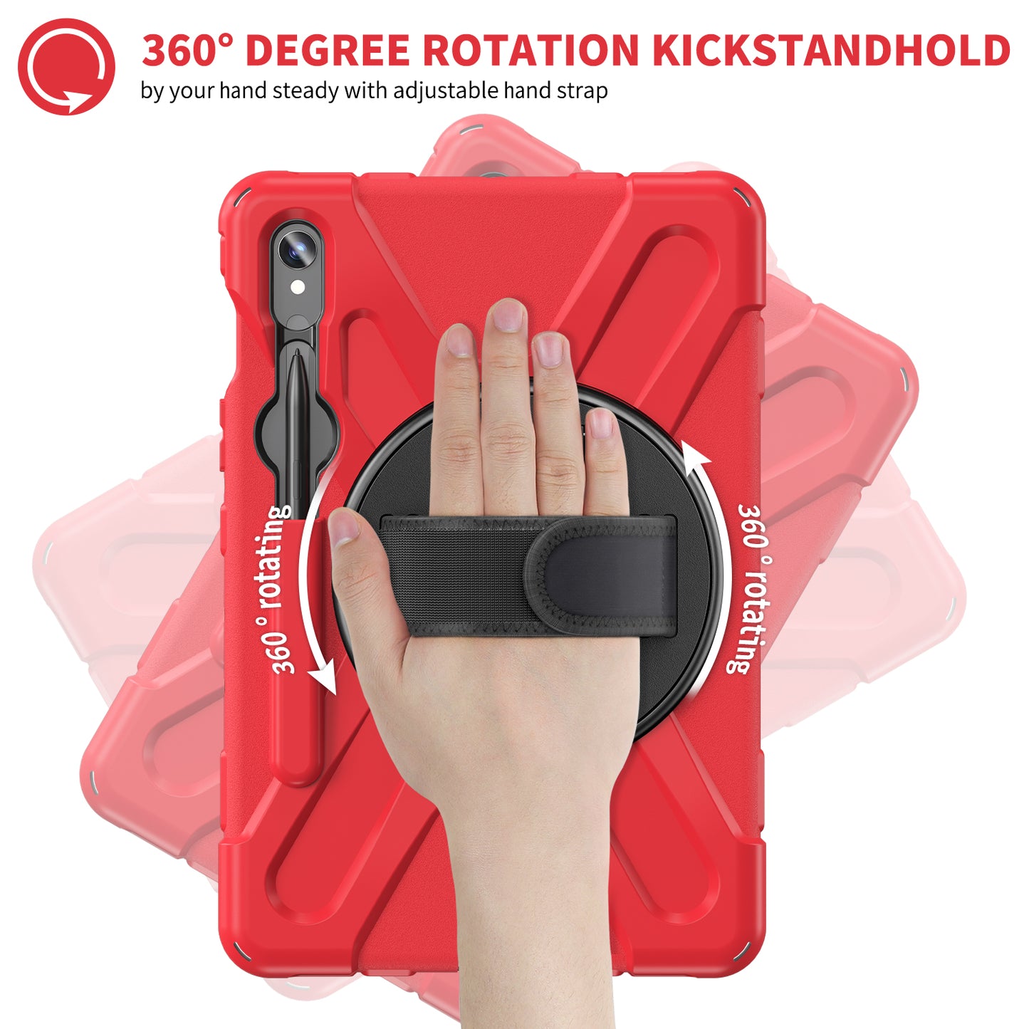 For Samsung Galaxy Tab S9 FE / S9 X710 / S8 X700 / S7 T870 Wrist Strap Tablet Case PC+Silicone Kickstand Protective Cover