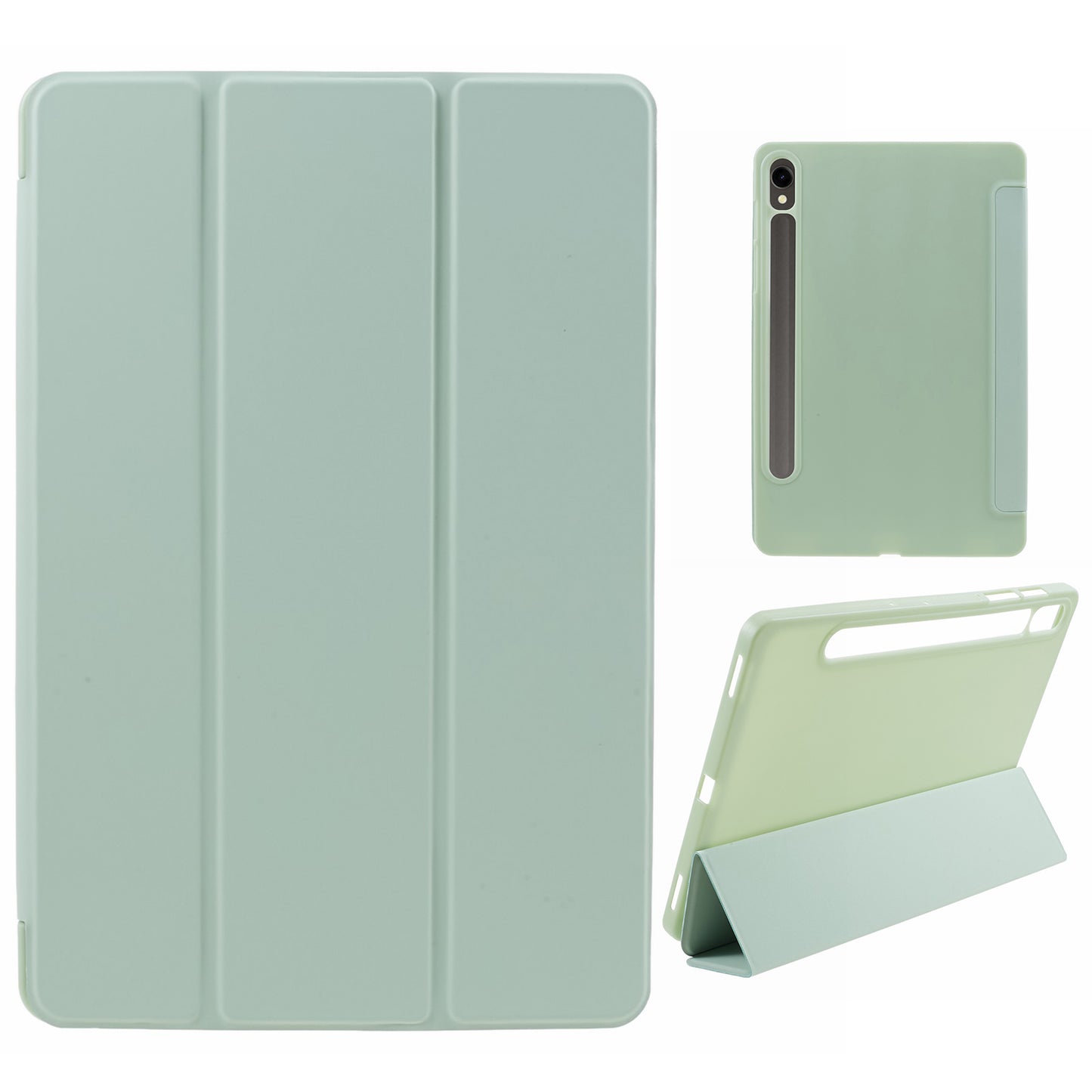For Samsung Galaxy Tab S9 PU+Matte TPU Tablet Case Anti-Drop Protective Cover with Tri-Fold Stand