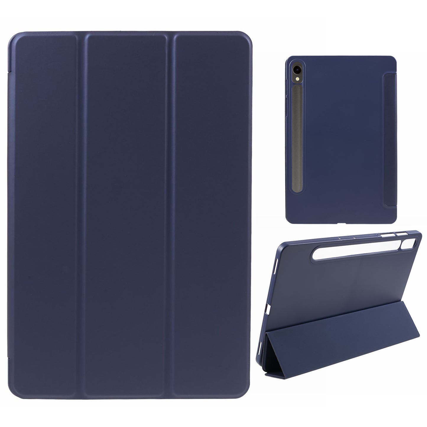 For Samsung Galaxy Tab S9 PU+Matte TPU Tablet Case Anti-Drop Protective Cover with Tri-Fold Stand