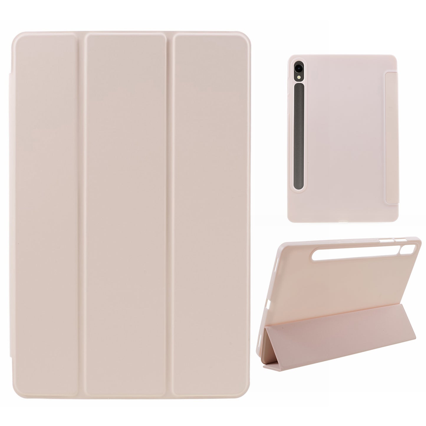 For Samsung Galaxy Tab S9 PU+Matte TPU Tablet Case Anti-Drop Protective Cover with Tri-Fold Stand