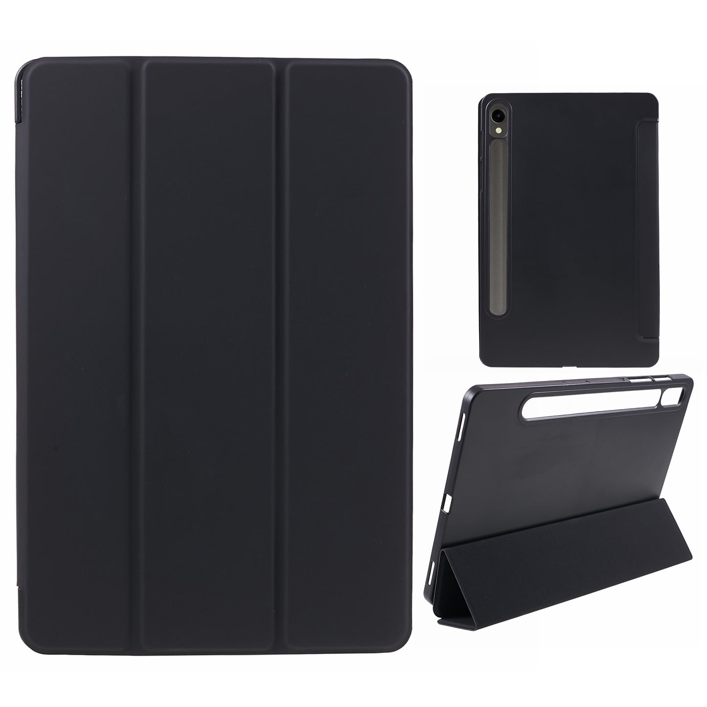 For Samsung Galaxy Tab S9 PU+Matte TPU Tablet Case Anti-Drop Protective Cover with Tri-Fold Stand