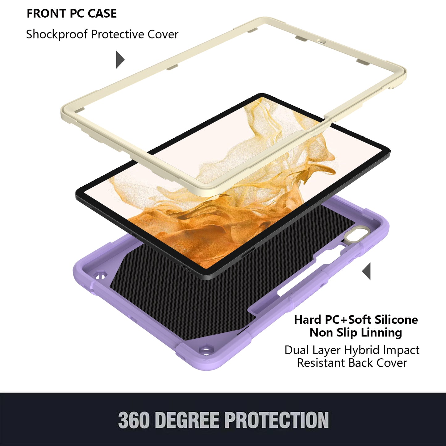 Anti-scratch Silicone + PC Tablet Case for Samsung Galaxy Tab S9 Butterfly Shape Kickstand Cover with Shoulder Strap