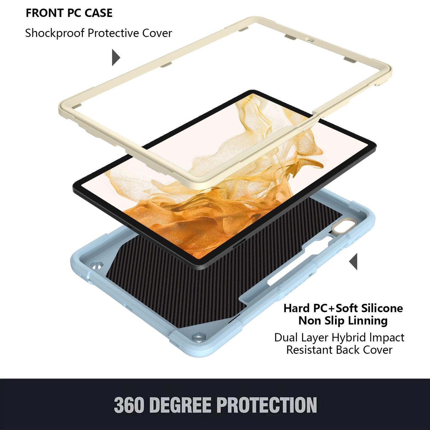 Anti-scratch Silicone + PC Tablet Case for Samsung Galaxy Tab S9 Butterfly Shape Kickstand Cover with Shoulder Strap
