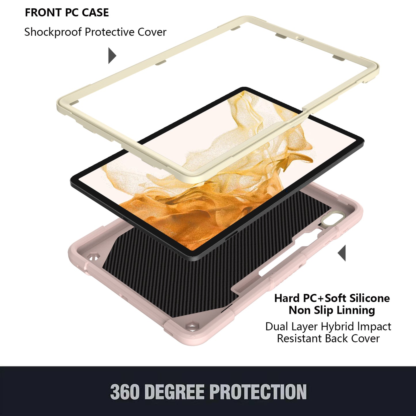 Anti-scratch Silicone + PC Tablet Case for Samsung Galaxy Tab S9 Butterfly Shape Kickstand Cover with Shoulder Strap