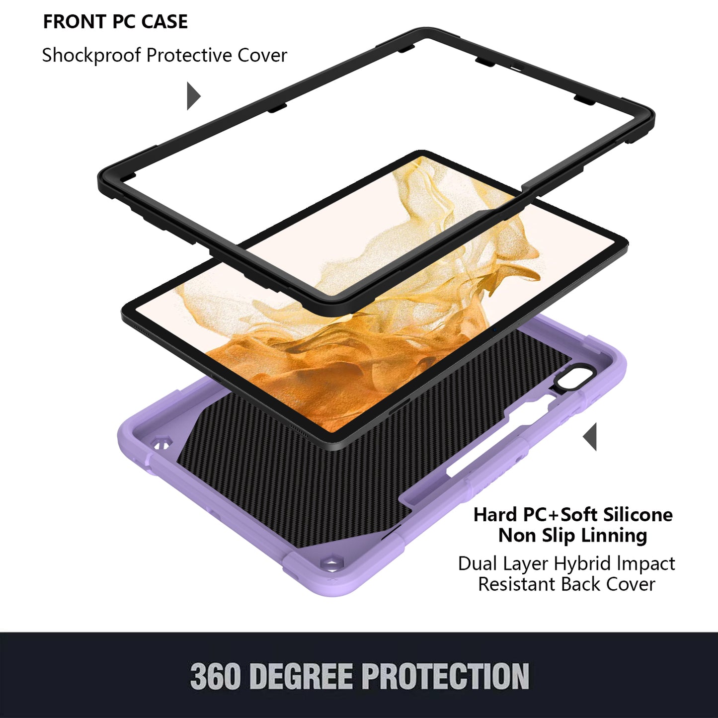 Anti-scratch Silicone + PC Tablet Case for Samsung Galaxy Tab S9 Butterfly Shape Kickstand Cover with Shoulder Strap
