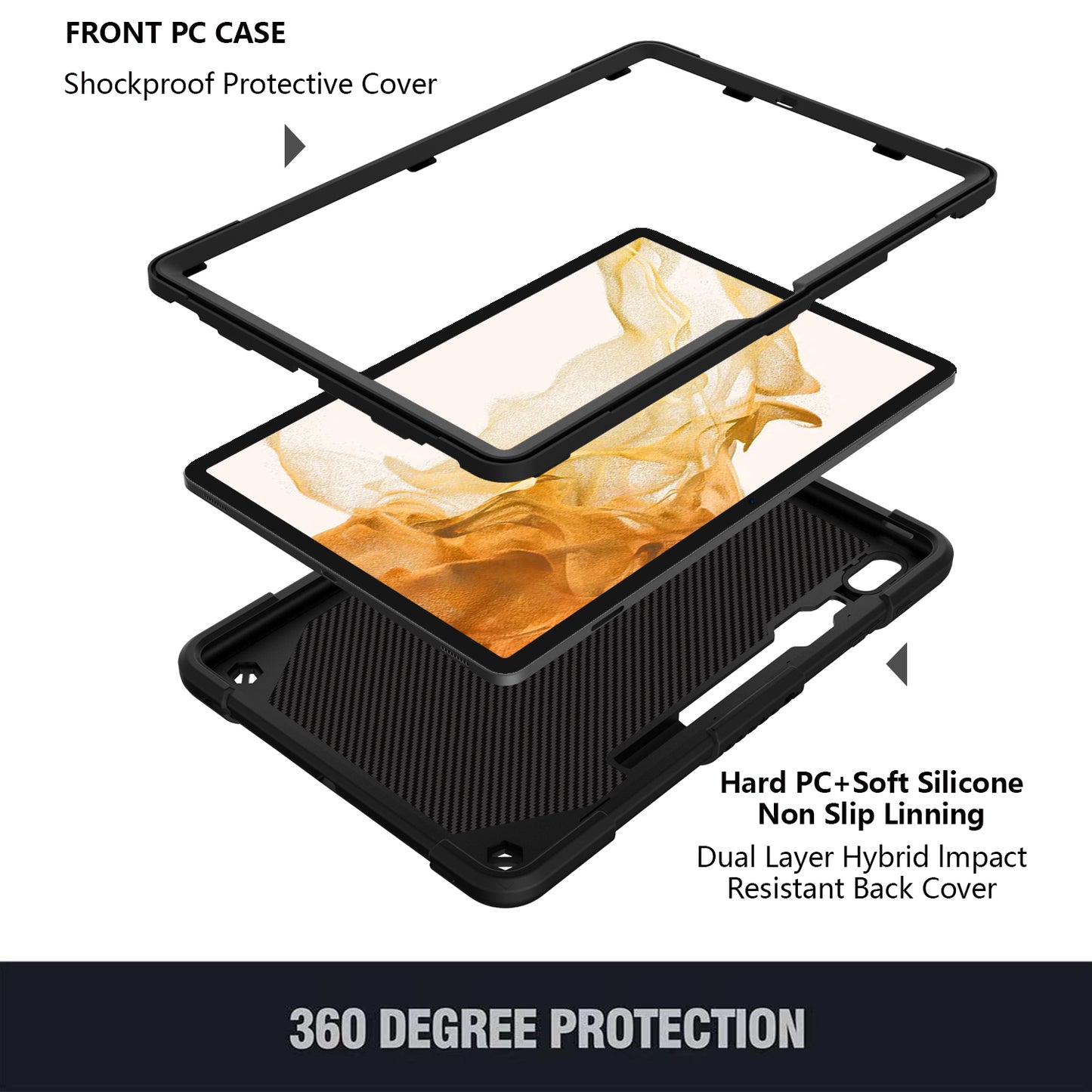 Anti-scratch Silicone + PC Tablet Case for Samsung Galaxy Tab S9 Butterfly Shape Kickstand Cover with Shoulder Strap