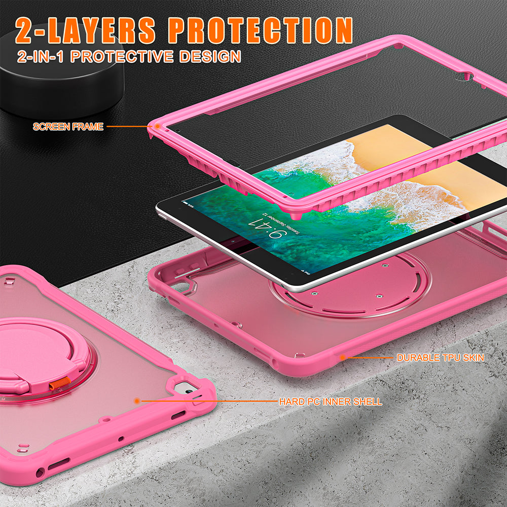 For iPad Air (2013) / Air 2 / iPad Pro 9.7 inch (2016) / iPad 9.7-inch (2017) / (2018) Kickstand Cover PC+TPU Handle Grip Tablet Case