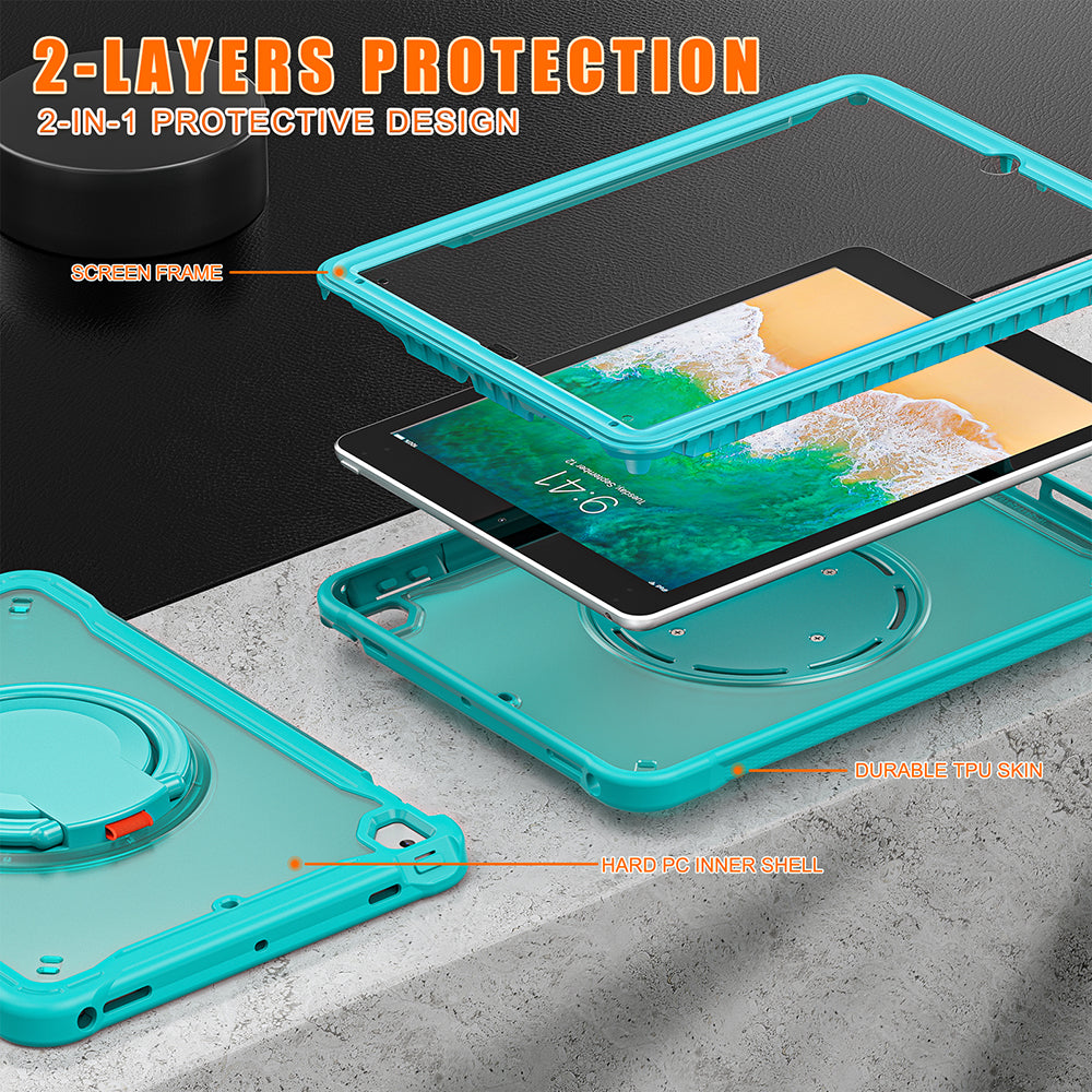 For iPad Air (2013) / Air 2 / iPad Pro 9.7 inch (2016) / iPad 9.7-inch (2017) / (2018) Kickstand Cover PC+TPU Handle Grip Tablet Case