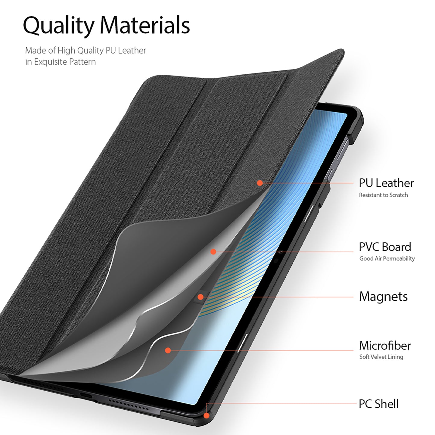 DUX DUCIS Domo Series for Honor Pad X9 Tri-fold Stand Folio Case PU Leather Full-Body Tablet Protective Cover
