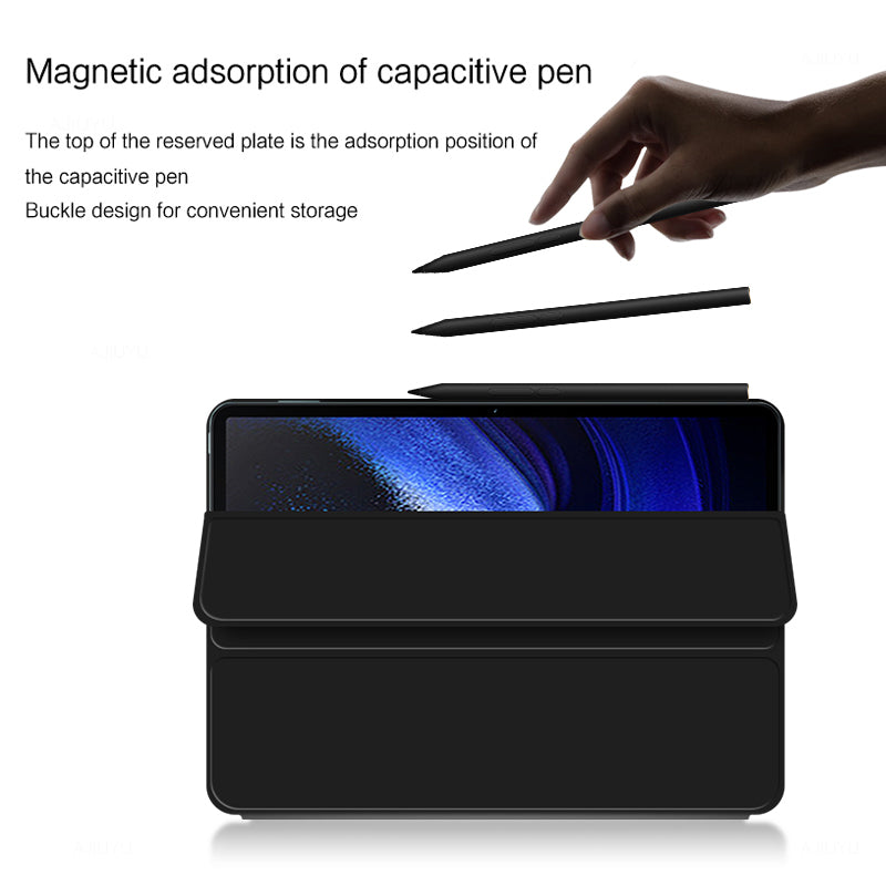For Xiaomi Pad 6 Max 14 Anti-scratch PU Leather Tablet Case Trifold Stand Magnetic Protective Cover