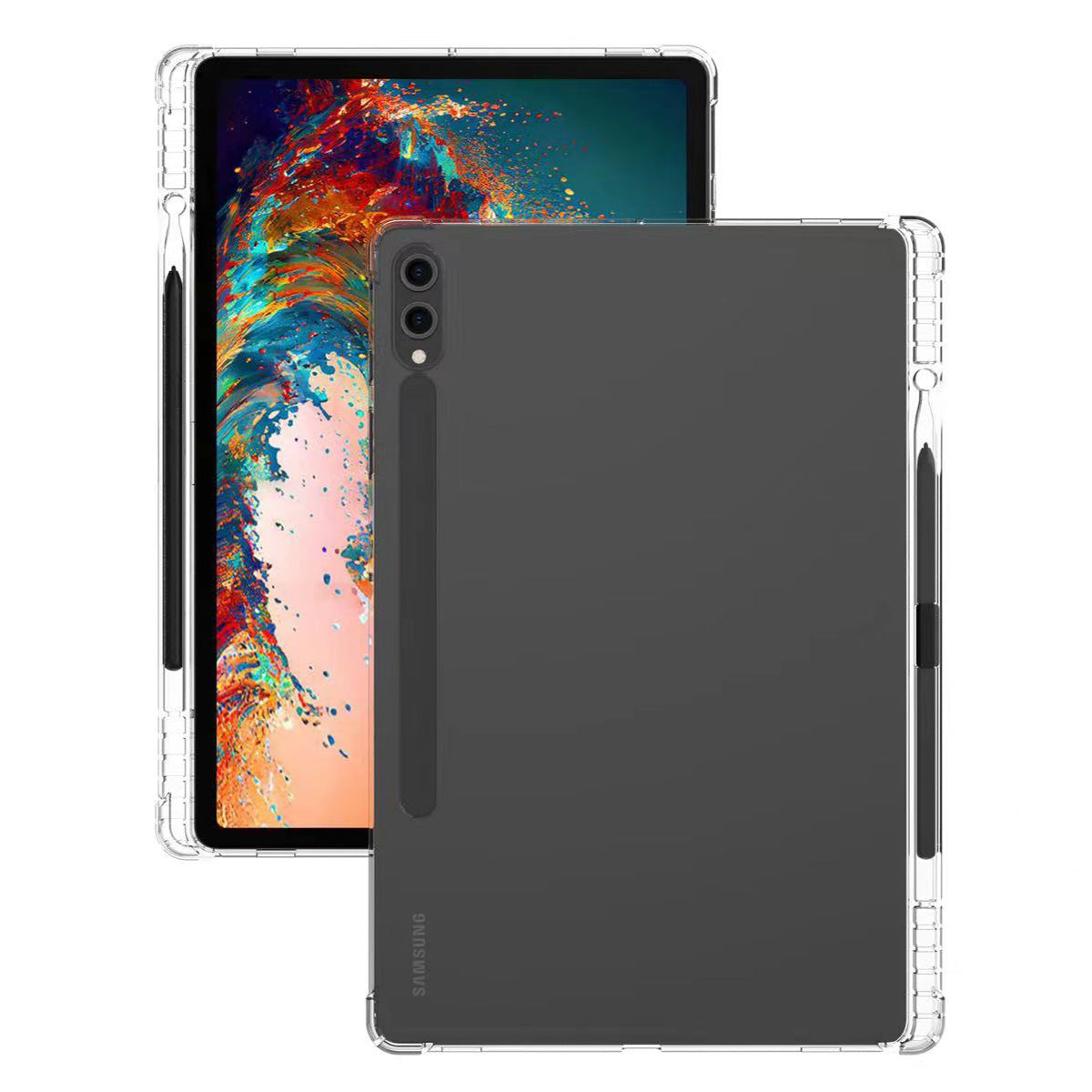 For Samsung Galaxy Tab S9 Ultra Transparent Cover TPU Tablet Case Reinforced Corners Shell with Pen Slot