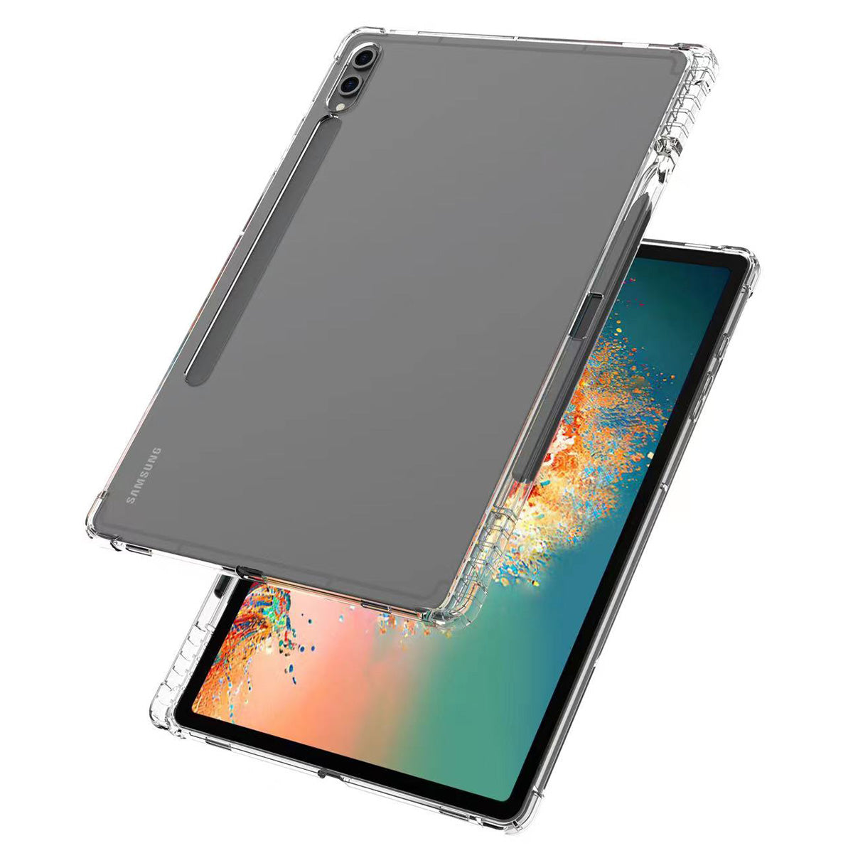 For Samsung Galaxy Tab S9 Ultra Transparent Cover TPU Tablet Case Reinforced Corners Shell with Pen Slot