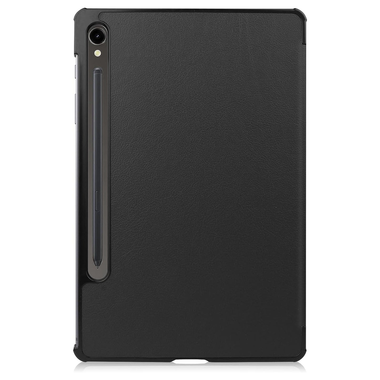 For Samsung Galaxy Tab S9 Tri-fold Stand PU Leather Tablet Case with 2.5D Tempered Glass Screen Protector