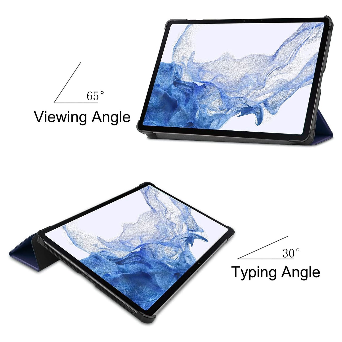 For Samsung Galaxy Tab S9 Tri-fold Stand PU Leather Tablet Case with 2.5D Tempered Glass Screen Protector