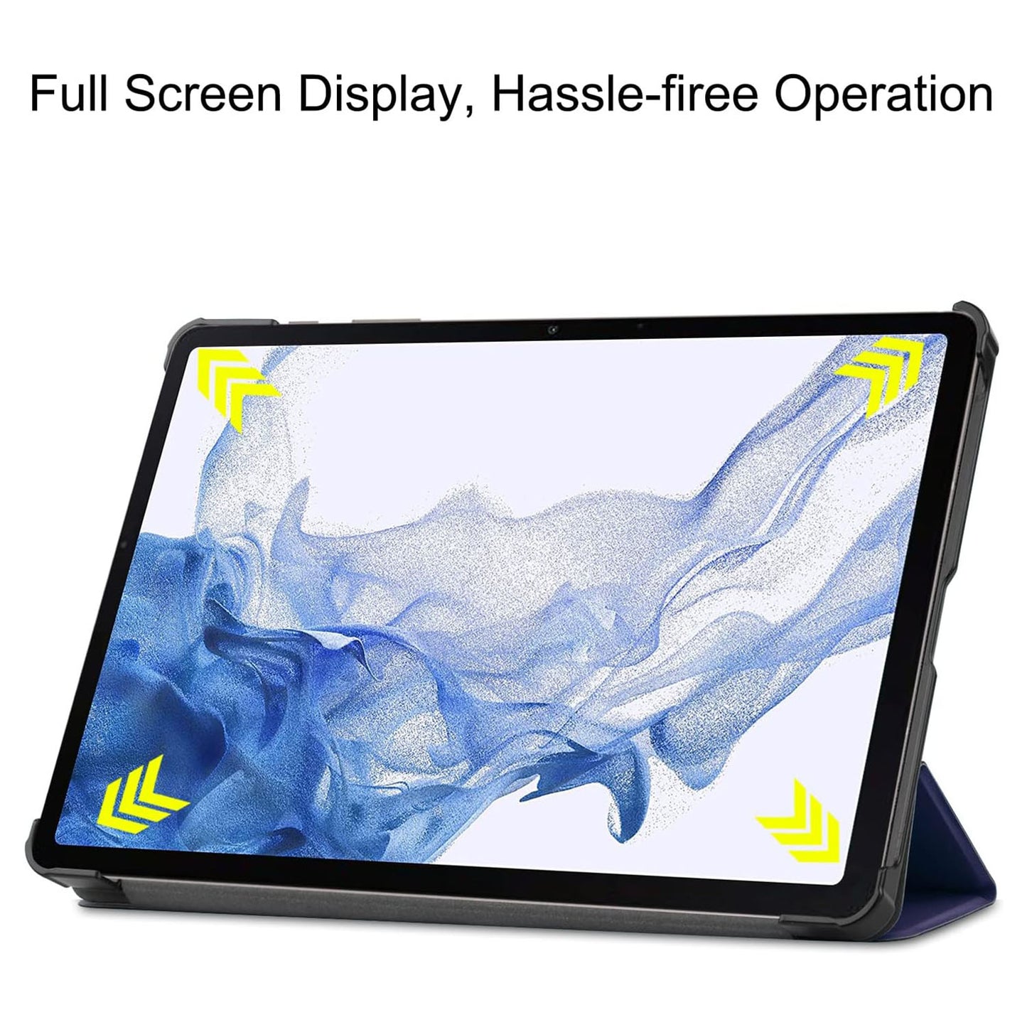 For Samsung Galaxy Tab S9 Tri-fold Stand PU Leather Tablet Case with 2.5D Tempered Glass Screen Protector