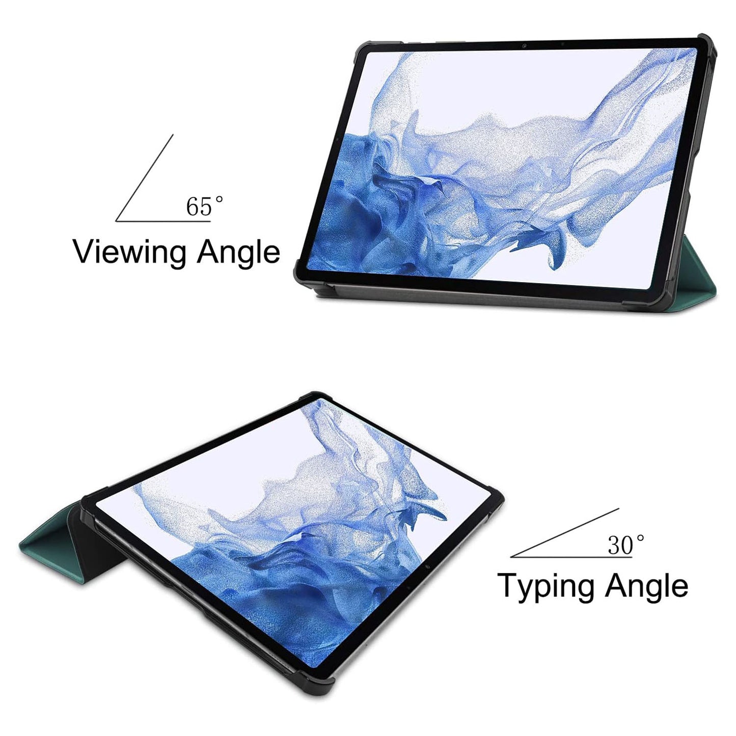 For Samsung Galaxy Tab S9 Tri-fold Stand PU Leather Tablet Case with 2.5D Tempered Glass Screen Protector