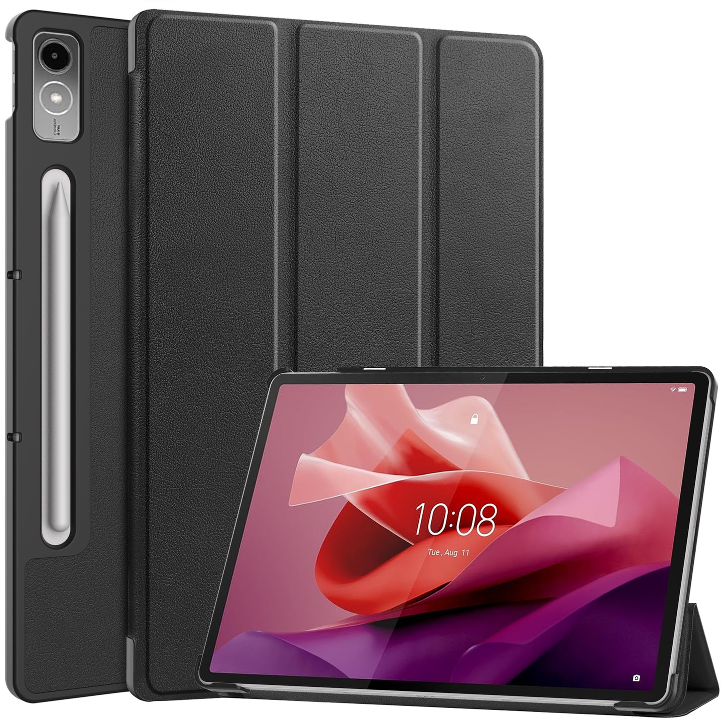 PU Leather Tablet Case for Lenovo Tab P12 , Tri-fold Stand Full Protection Tablet Cover