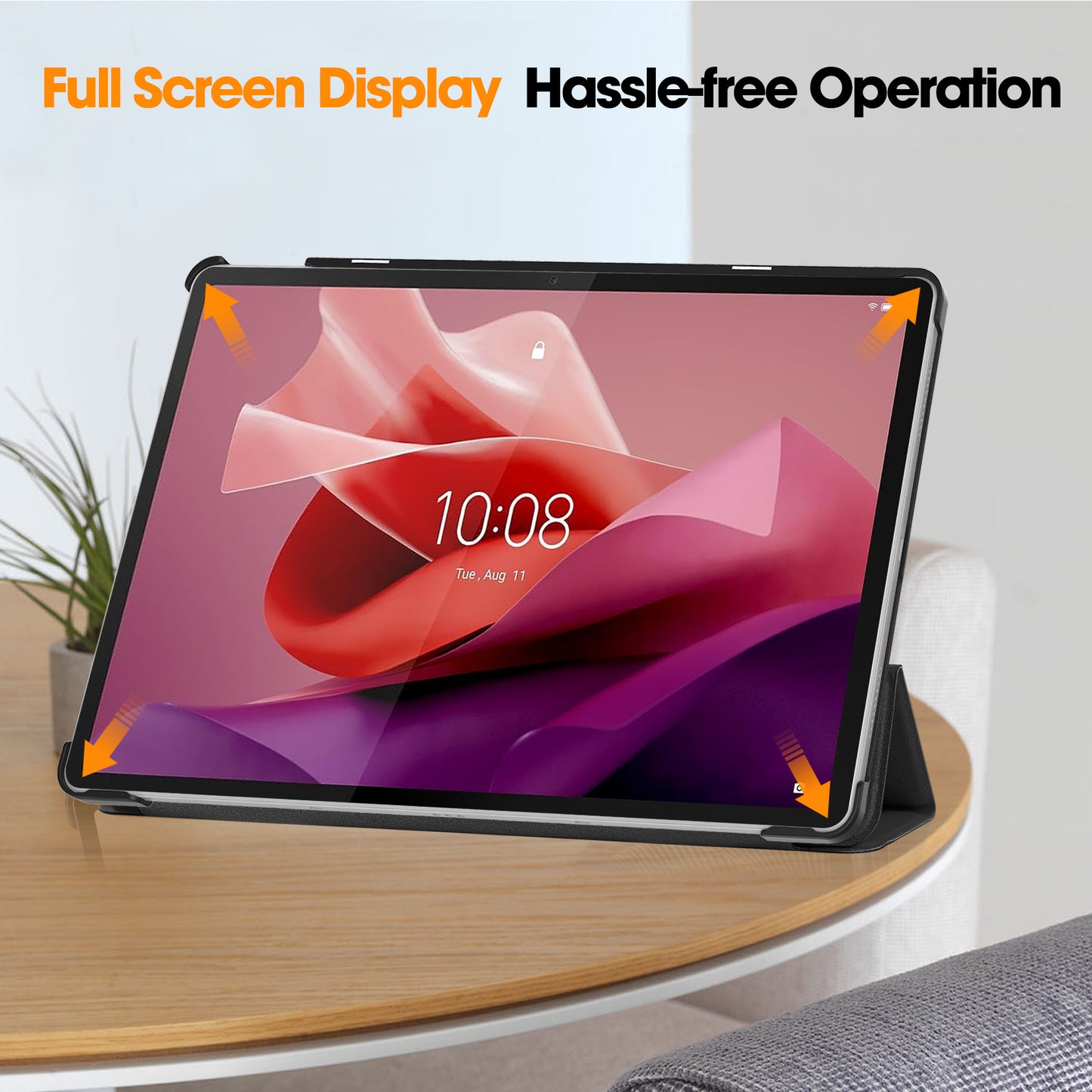 PU Leather Tablet Case for Lenovo Tab P12 , Tri-fold Stand Full Protection Tablet Cover
