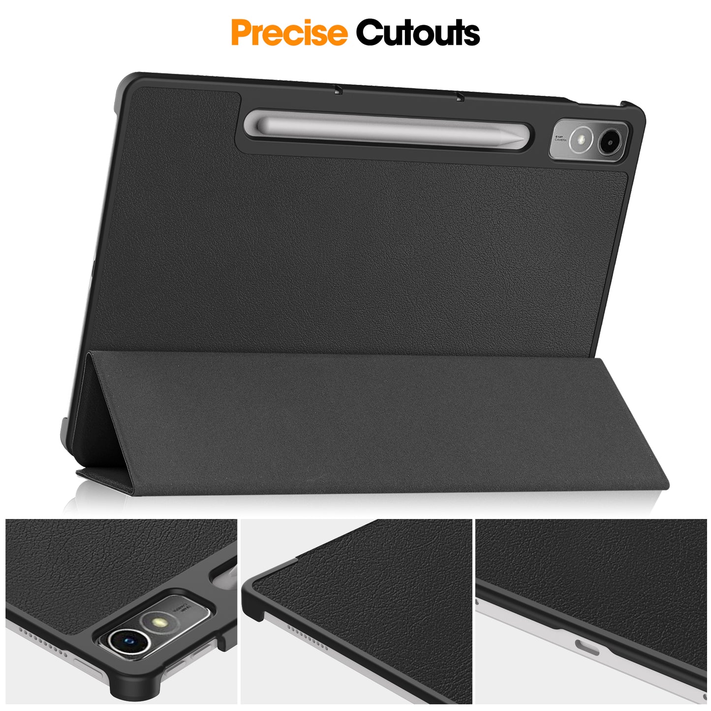 PU Leather Tablet Case for Lenovo Tab P12 , Tri-fold Stand Full Protection Tablet Cover