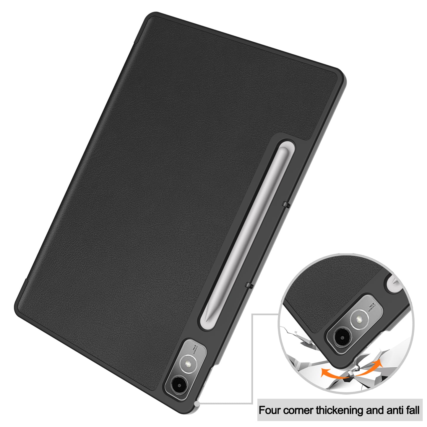 PU Leather Tablet Case for Lenovo Tab P12 , Tri-fold Stand Full Protection Tablet Cover