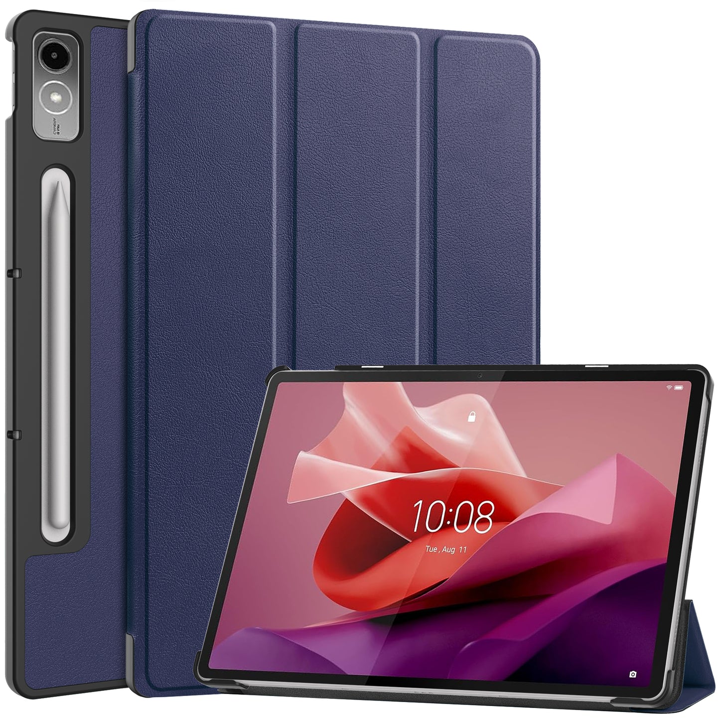 PU Leather Tablet Case for Lenovo Tab P12 , Tri-fold Stand Full Protection Tablet Cover