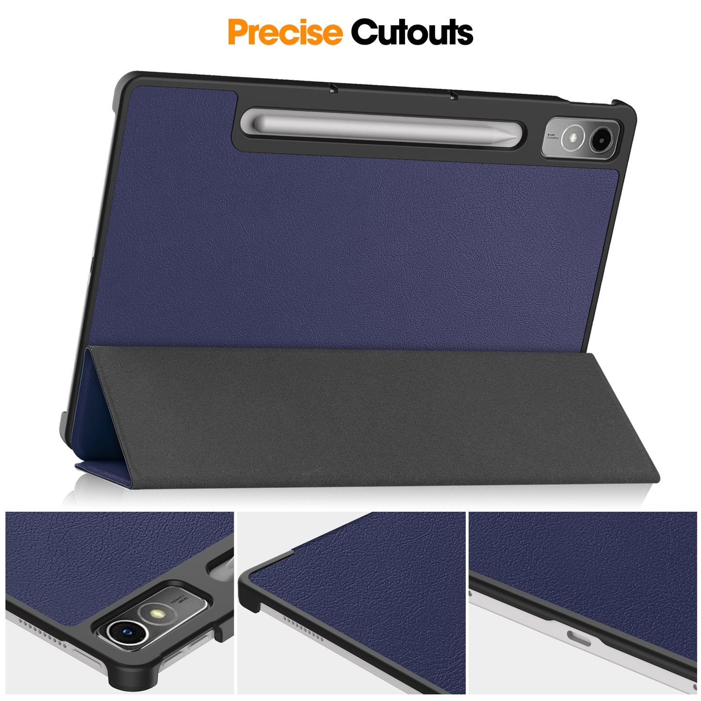 PU Leather Tablet Case for Lenovo Tab P12 , Tri-fold Stand Full Protection Tablet Cover