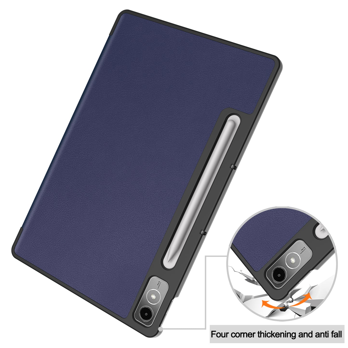 PU Leather Tablet Case for Lenovo Tab P12 , Tri-fold Stand Full Protection Tablet Cover