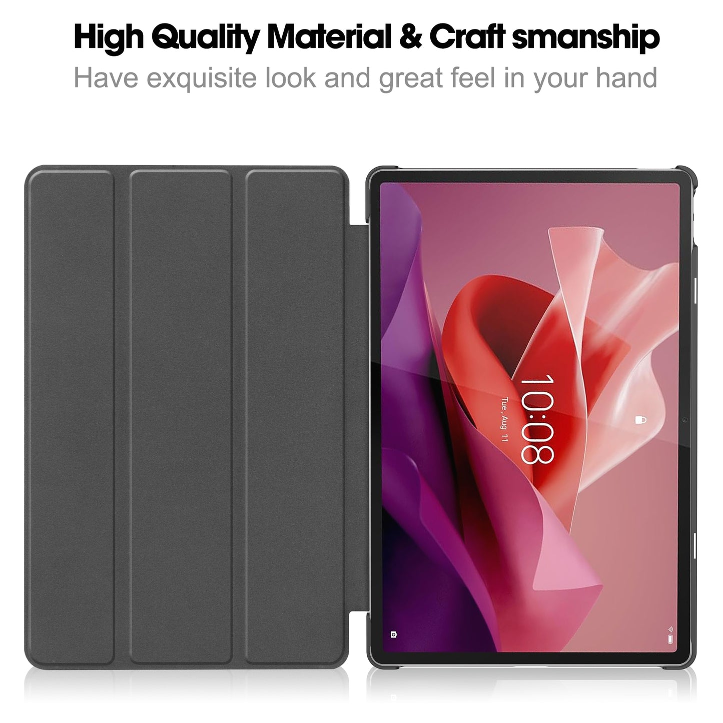 PU Leather Tablet Case for Lenovo Tab P12 , Tri-fold Stand Full Protection Tablet Cover