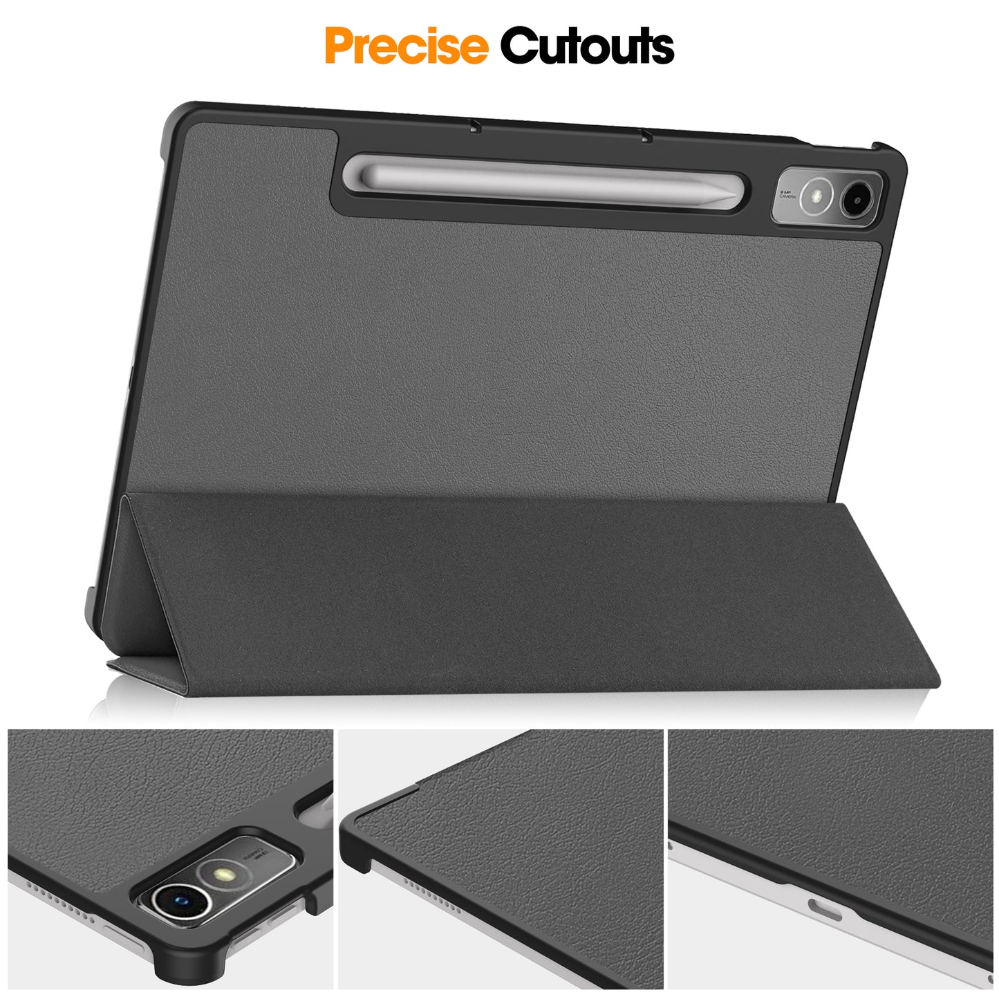 PU Leather Tablet Case for Lenovo Tab P12 , Tri-fold Stand Full Protection Tablet Cover